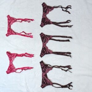 Frederick's of Hollywood Garter Belts lot of 5 Lingerie Petite Small Pink Brown
